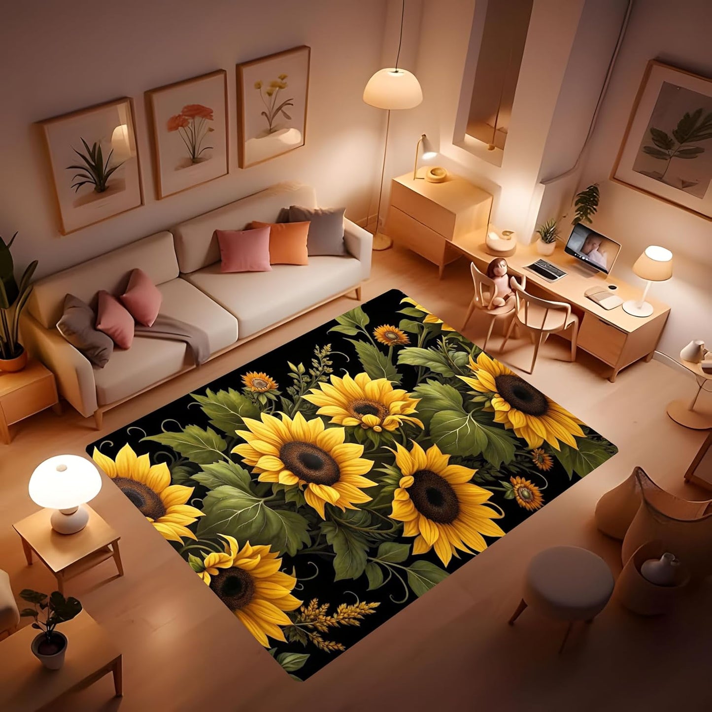 Butterfly Carpet Area Rug - Lovely Butterflies Printed Carpets for Kids Butterfly Theme Living Room Indoor Bedroom Decor Soft Polyester Yoga Mat 2'x3'