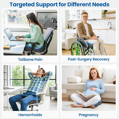 SweetSlubr Large Donut Pillow Seat Cushion for Hemorrhoid Discomfort&Tailbone Pressure, Office Chair Cushion for Long Sitting, Ergonomic Coccyx Pillow for Postpartum Pregnancy, Lifting Cushions, Black