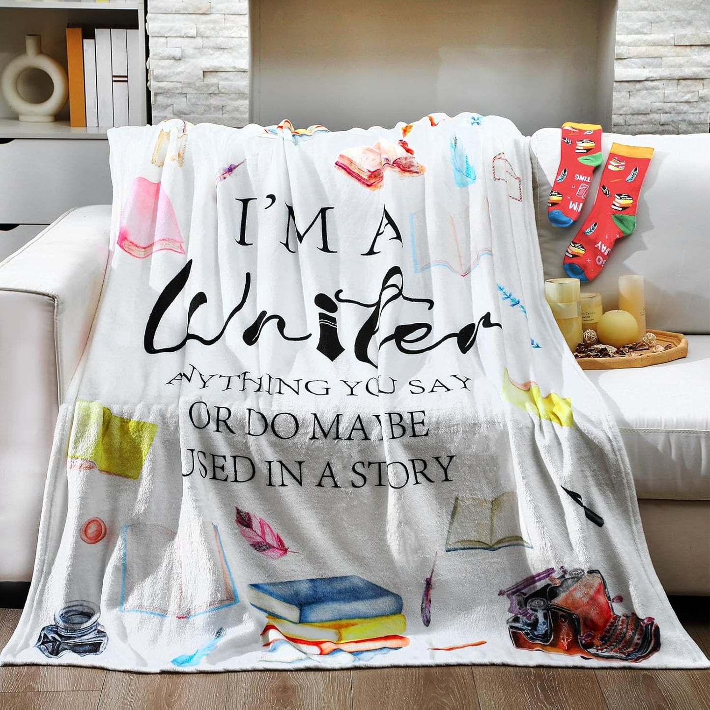 HunnmingRe 2 Pcs Unique Yoga Blanket and Socks Gifts for Yoga Lovers 50" x 60" Restorative Instructor Teacher Mother's Day Birthday Gag Gifts for Meditation Gymnasts Women Girls