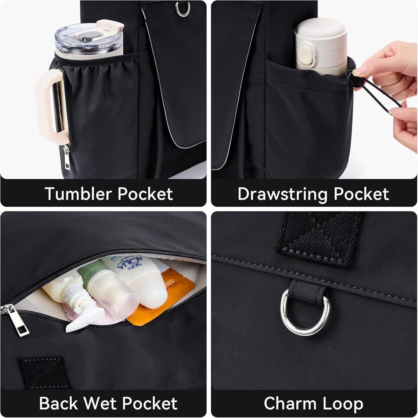 WLLWOO Gym Tote Bag Thick Yoga Mat Bag with Breathable Mesh Holder Carryall Waterproof Wet Pocket For Pilates Travel Beach Workout Women