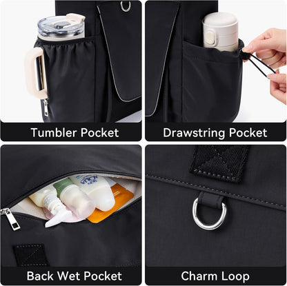 WLLWOO Gym Tote Bag Thick Yoga Mat Bag with Breathable Mesh Holder Carryall Waterproof Wet Pocket For Pilates Travel Beach Workout Women