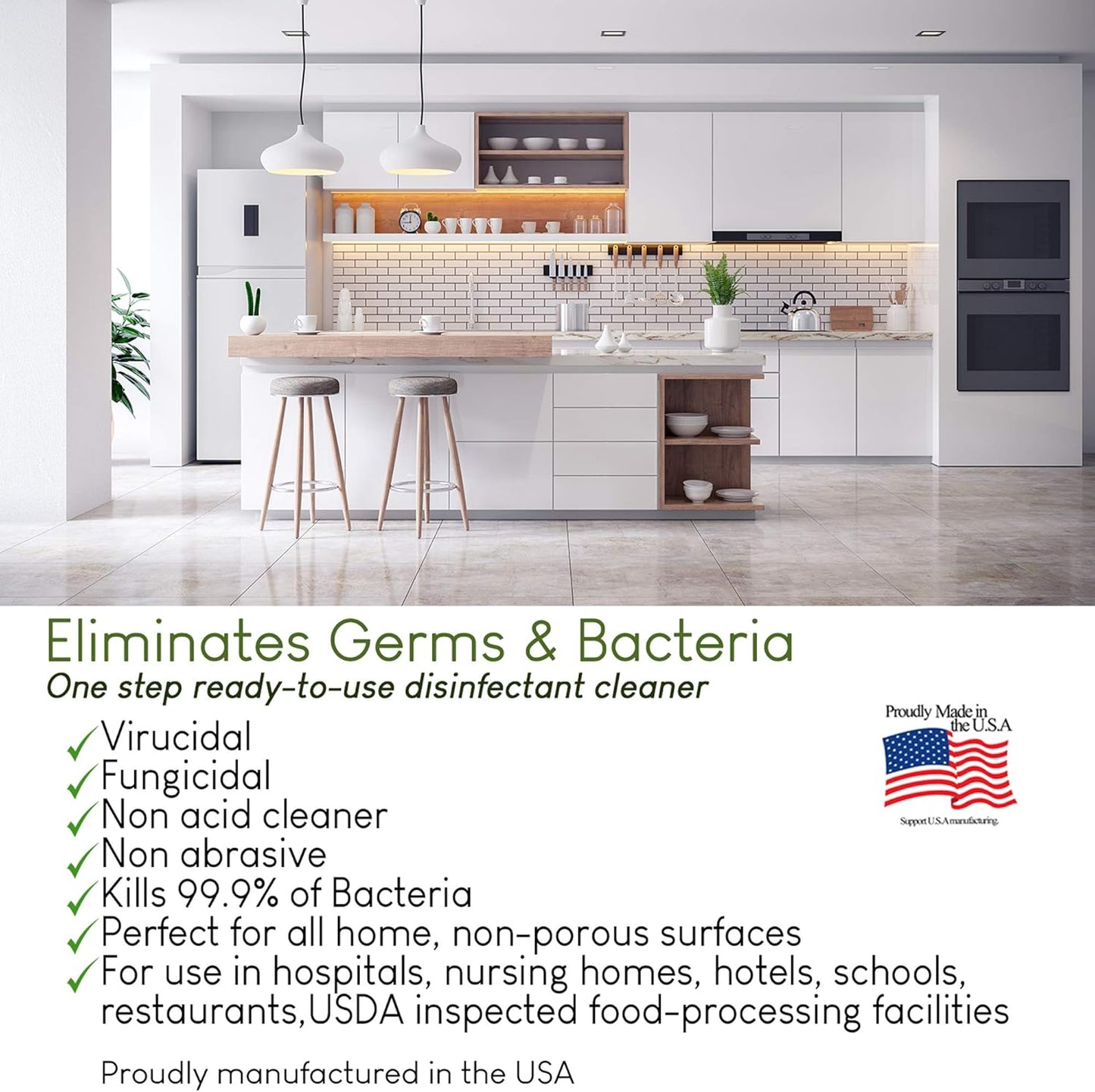 In-Cide Hospital Grade Disinfectant Spray - EPA Registered Cleaner Kills 99.9% MRSA, H1N1 - Home Office Clinic - Fresh Scent - 1 Gallon + 32oz Bundle