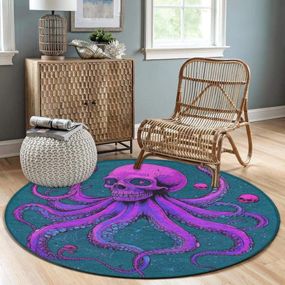 Home Decor Non Slip Kitchen Office Circle Rug, Machine Washable Modern Round Area Rug, Room Sofa Yoga Soft Round Carpet Purple Galaxy Trippy Space Astronaut Art, 36inch