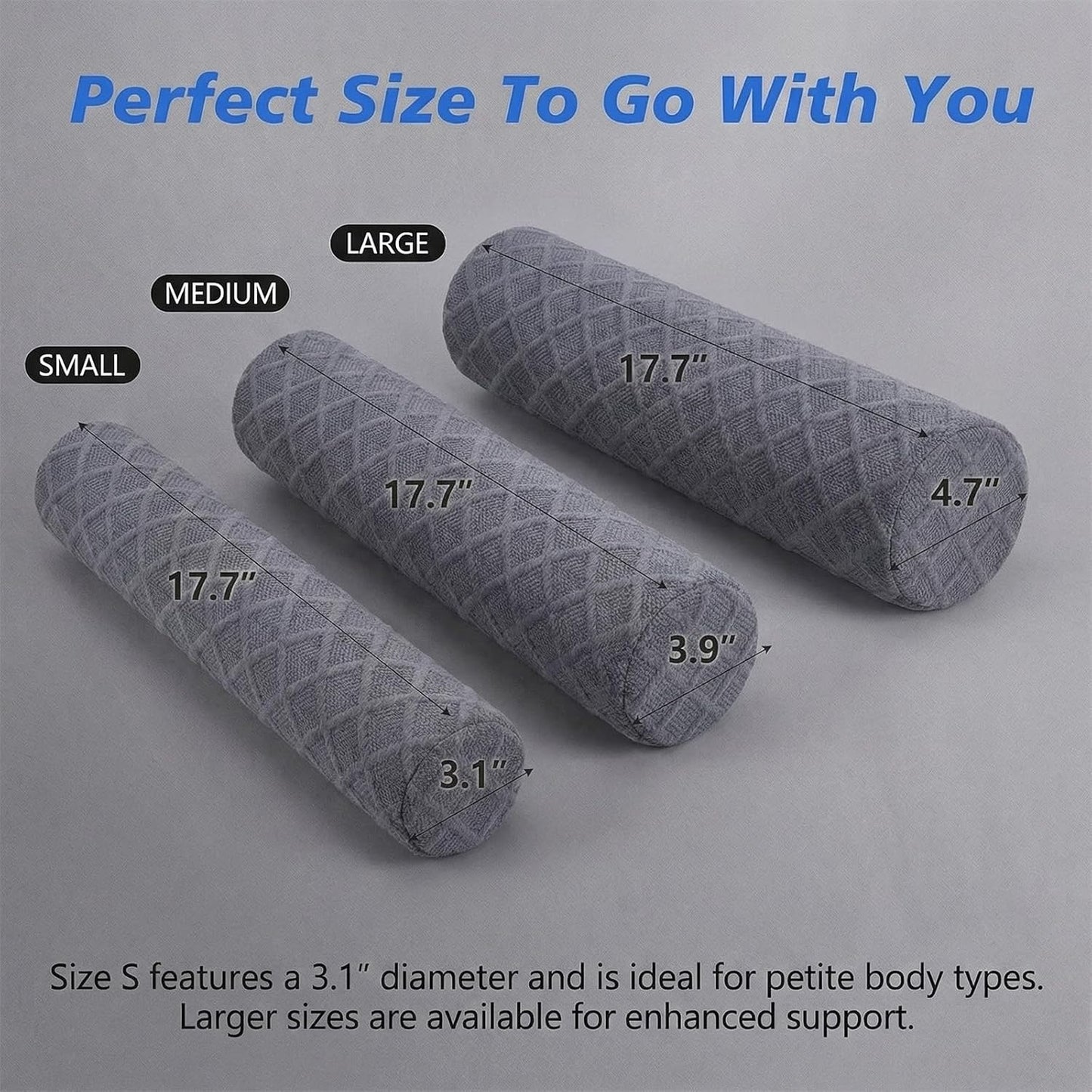 Cervical Memory Foam Neck Roll Pillow Support Pillows for Sleeping 3.9in H Small Round Circle Cylinder Pillow for Neck Back Lumbar Leg Yoga Pain Relief (Gray M)
