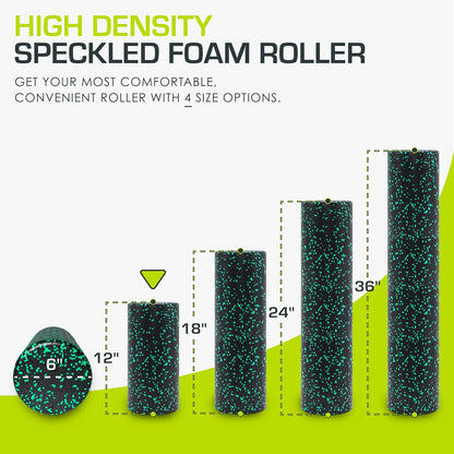 ProsourceFit High Density Foam Rollers 12 - inches long, Firm Full Body Athletic Massage Tool for Back Stretching, Yoga, Pilates, Post Workout Muscle Recuperation, Black