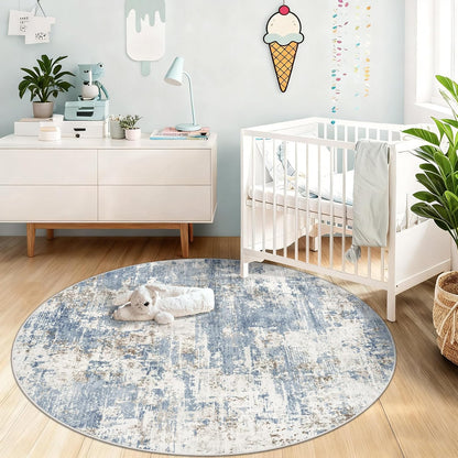 XLUEZ 8x10 Area Rugs for Living Room, Washable Modern Abstract Large Area Rug Neutral Soft Non Slip Kids Rug Stain Resistant Indoor Carpet for Bedroom Nursery Dining Children's Room(Blue, 8'x10')
