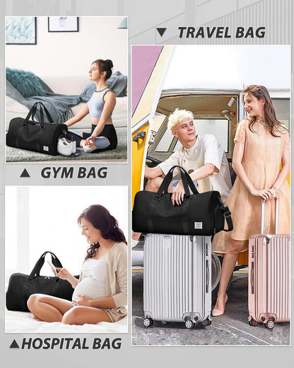 Gym Bag Womens Mens with Shoes Compartment and Wet Pocket Travel Duffel Bag for Women for Plane Sport Gym Tote Bags Swimming Yoga Waterproof Weekend Overnight Carry on Bag Hospital Holdalls - Colors C