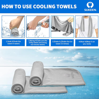 Sukeen [4 Pack Cooling Towel (40"x12"), Soft Breathable Chilly Microfiber Towel for Yoga,Sport,Running,Gym,Workout,Camping,Fitness,Workout & More Activities