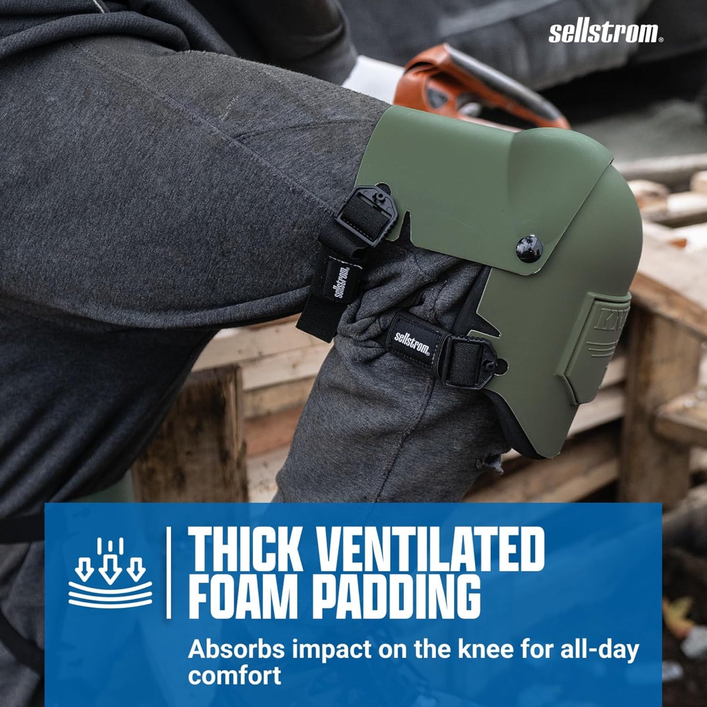 Sellstrom KneePro Knee Pads - Ultra Flex III - Heavy Duty Protection and Comfort for Construction, Gardening, Army, Flooring Work - Grey and Orange