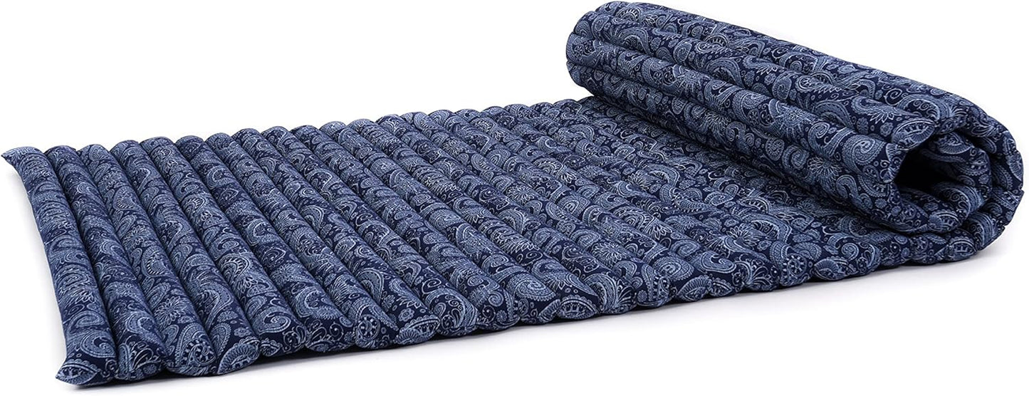Leewadee - Kapok Roll Mat – Handcrafted Folding Sleep & Relaxation Mattress from Thailand, Ideal as Guest Bed, Camping Mat, Yoga Mat or Traditional Futon, 75 x 39 inches, Anthracite