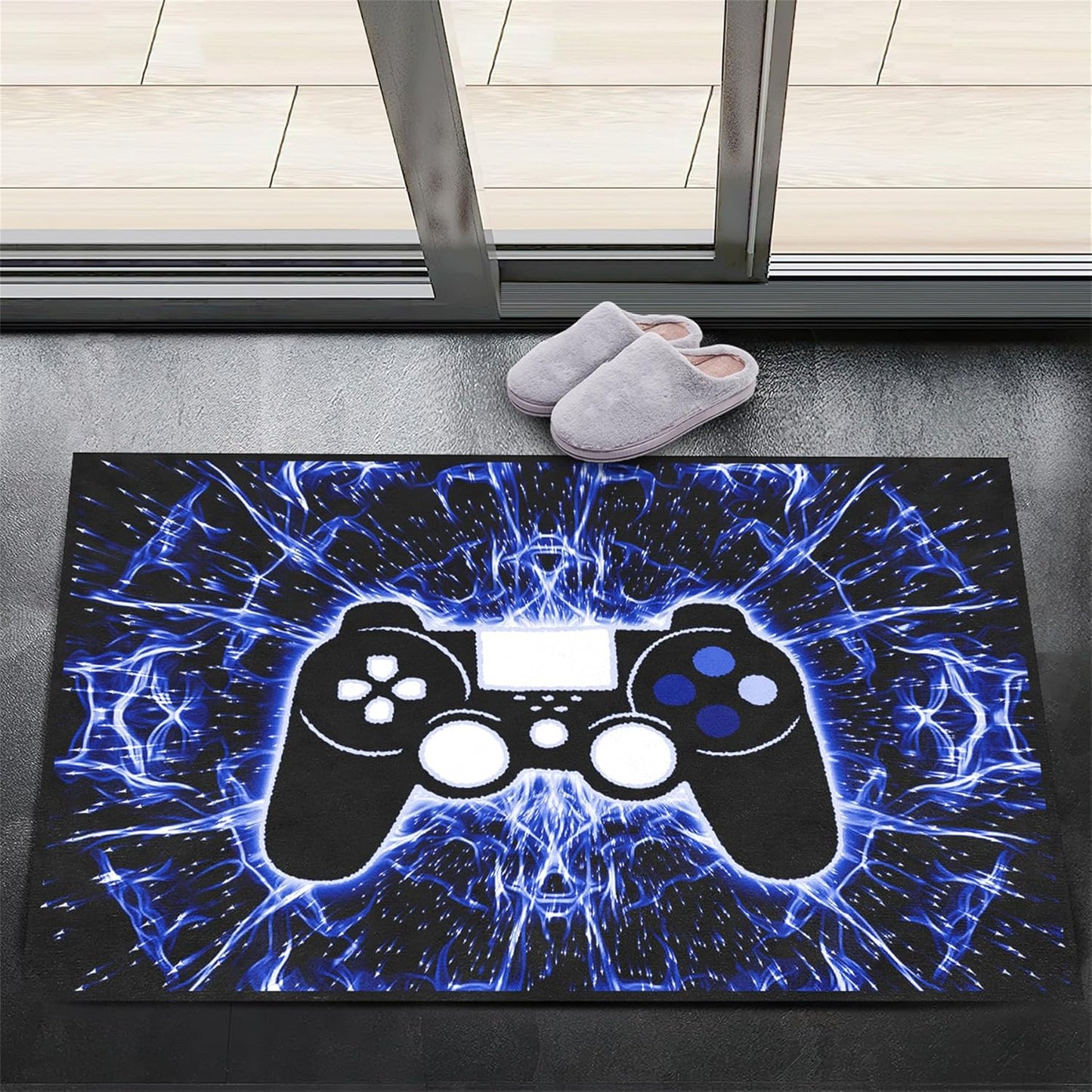 Video Game Rug - Gaming Themed Rug Gamepad Controller Area Rugs for Bedroom Gaming Carpet for Boys Game Carpet for Playrooms Bedroom Doormat Yoga Mats