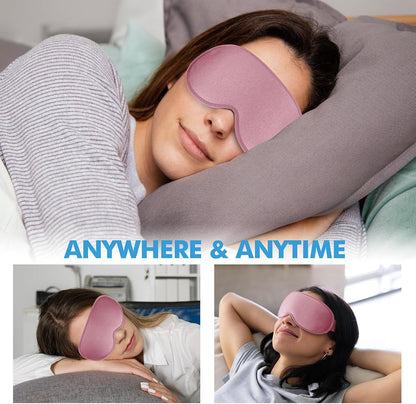 Sleep Eye Mask for Men Women, Sleeping Mask for Side Sleeper, Travel Blackout Night Blindfold Eye Shade Cover with Adjustable Strap (Black)