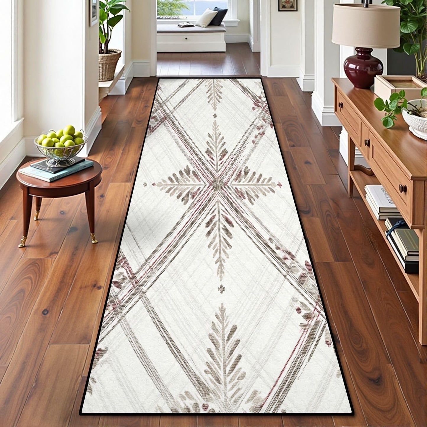 Runner Rug Washable 2x6 White Navy Blue Green Tartan Plaid Scottish Texture from Tartan Plaid Non-Slip Hallway Area Rug Indoor Outdoor Home Decor for Entryway Bathroom Kitchen Carpet Yoga Floor Mat