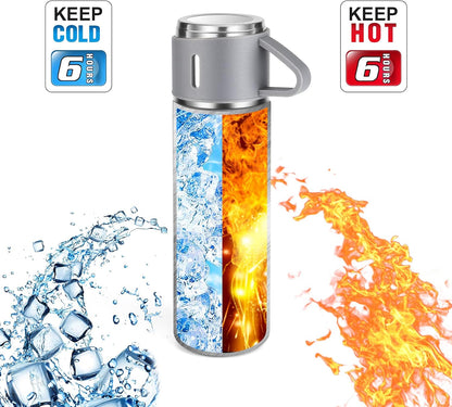 Stainless Steel Thermo 500ml/16.9oz Vacuum Insulated Bottle with Cup for Coffee Hot drink and Cold drink water flask.(Pink,Set)