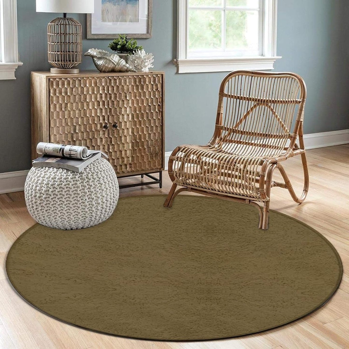Room Sofa Yoga Soft Round Carpet, Modern Round Area Rug, Non Slip Machine Washable Kitchen Office Circle Rug Purple, 36inch