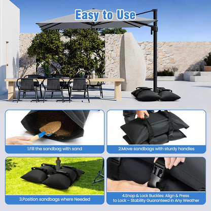 Sand Bags for Weight, 4-Pack 50LBS Heavy-Duty Fillable Sandbags for Weight to Hold Down Umbrella Base, Patio & Cantilever Umbrella Stands, Outdoor Furniture(Without Sand)(4, Medium)