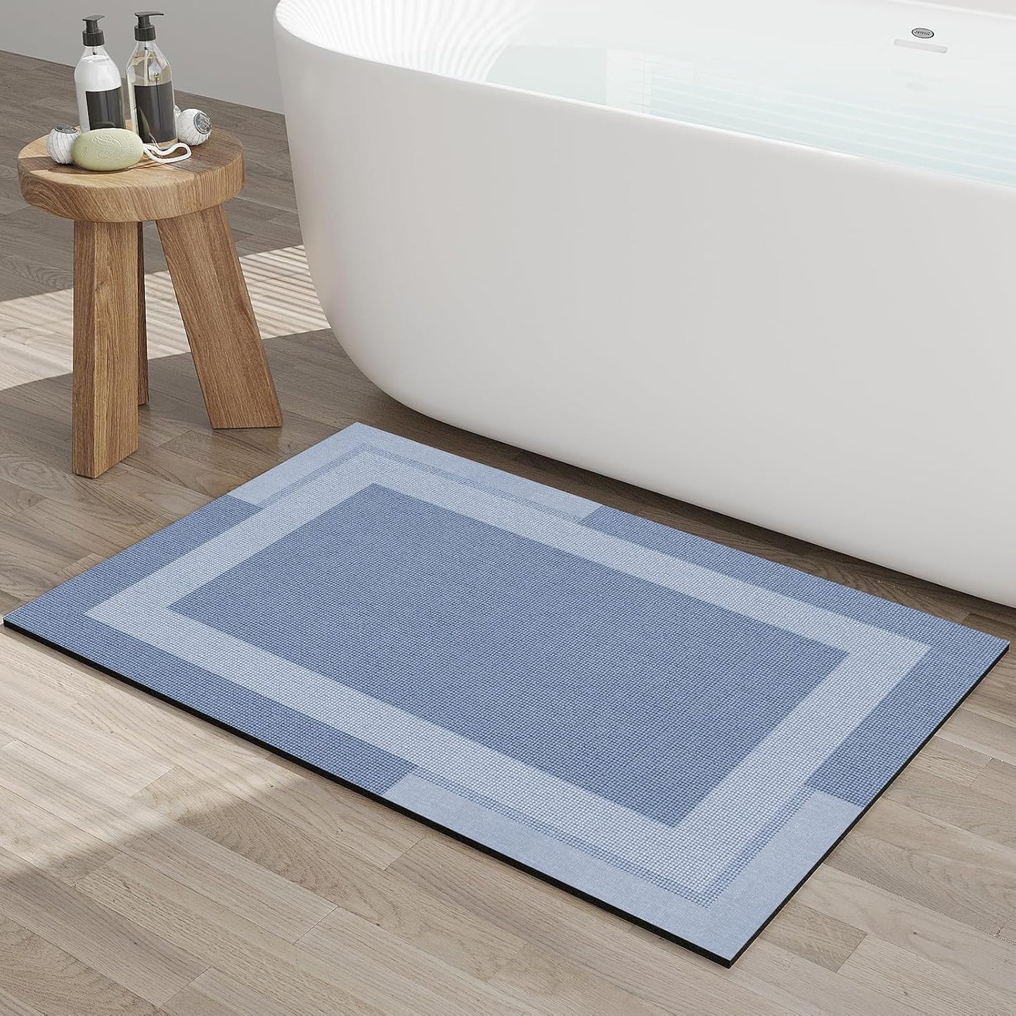 YDKGL Non Slip Long Bath Mat Bathroom Runner, Rubber Backing Ultra Thin Bathroom Rugs Fit Under Door Quick Dry Super Absorbent Washable Bath Rug Shower Mat for Bathtub Sink Floor, Dark Gray 17"x47"