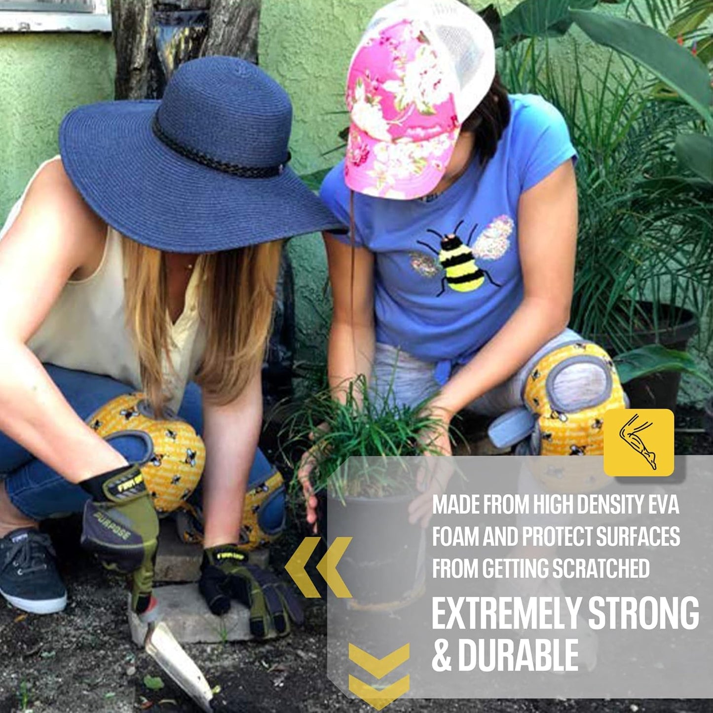 Bee's Knees Cleaning Knee Pads! Great Gift with Soft Foam and NEW LONGER Adjustable Straps, Durable and Soft Knee Protection. Water-Resistant Cleaning Floors, Working in Garden, Yoga, Gardening