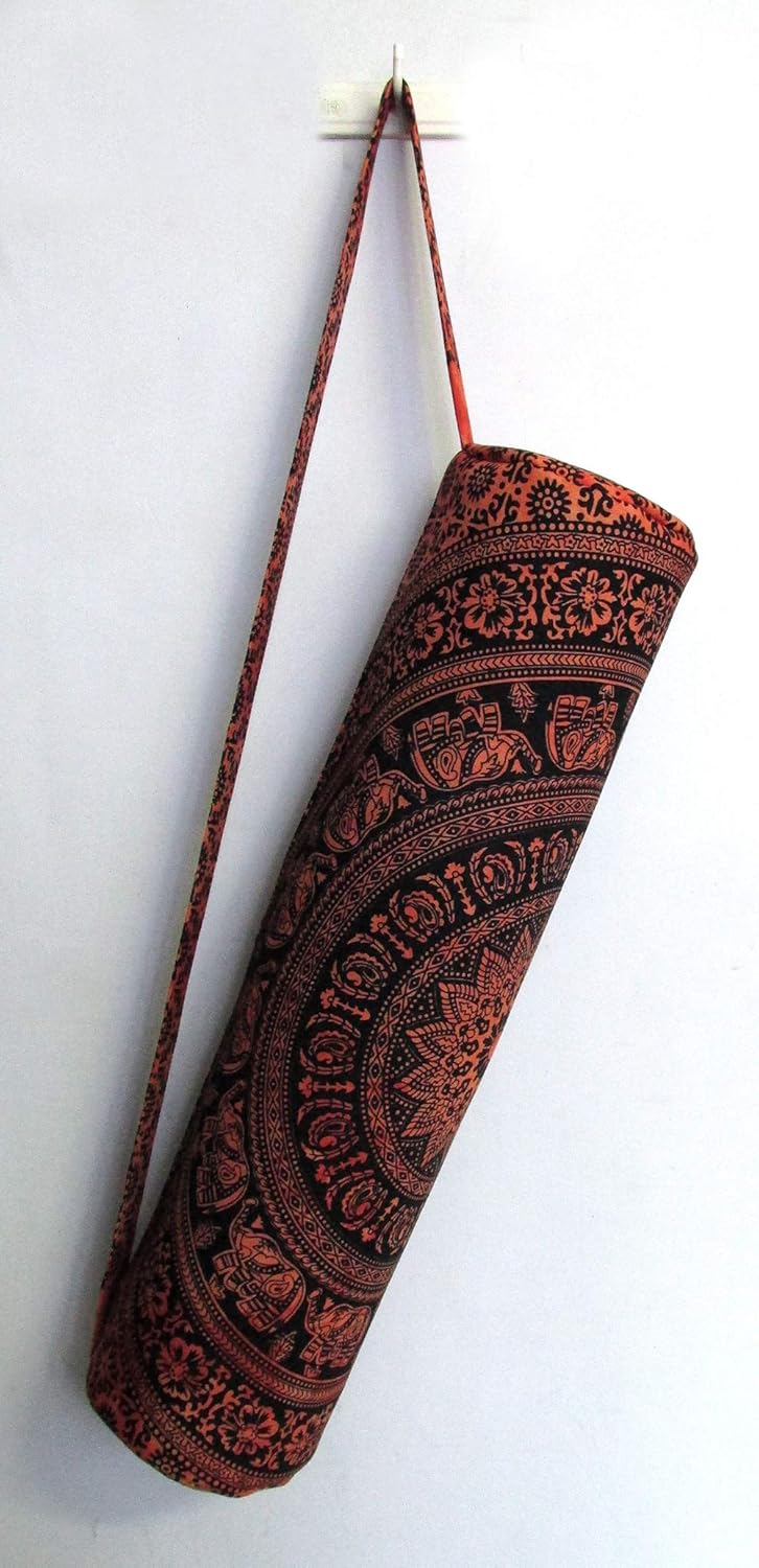 INDIAN CRAFT CASTLE ICC Yoga Mat Bag Carrier Full-Zip Exercise Yoga Mat Carry Bag for Women Men with Multi-Functional Storage Pockets and Adjustable Shoulder Strap 26X6 Inches