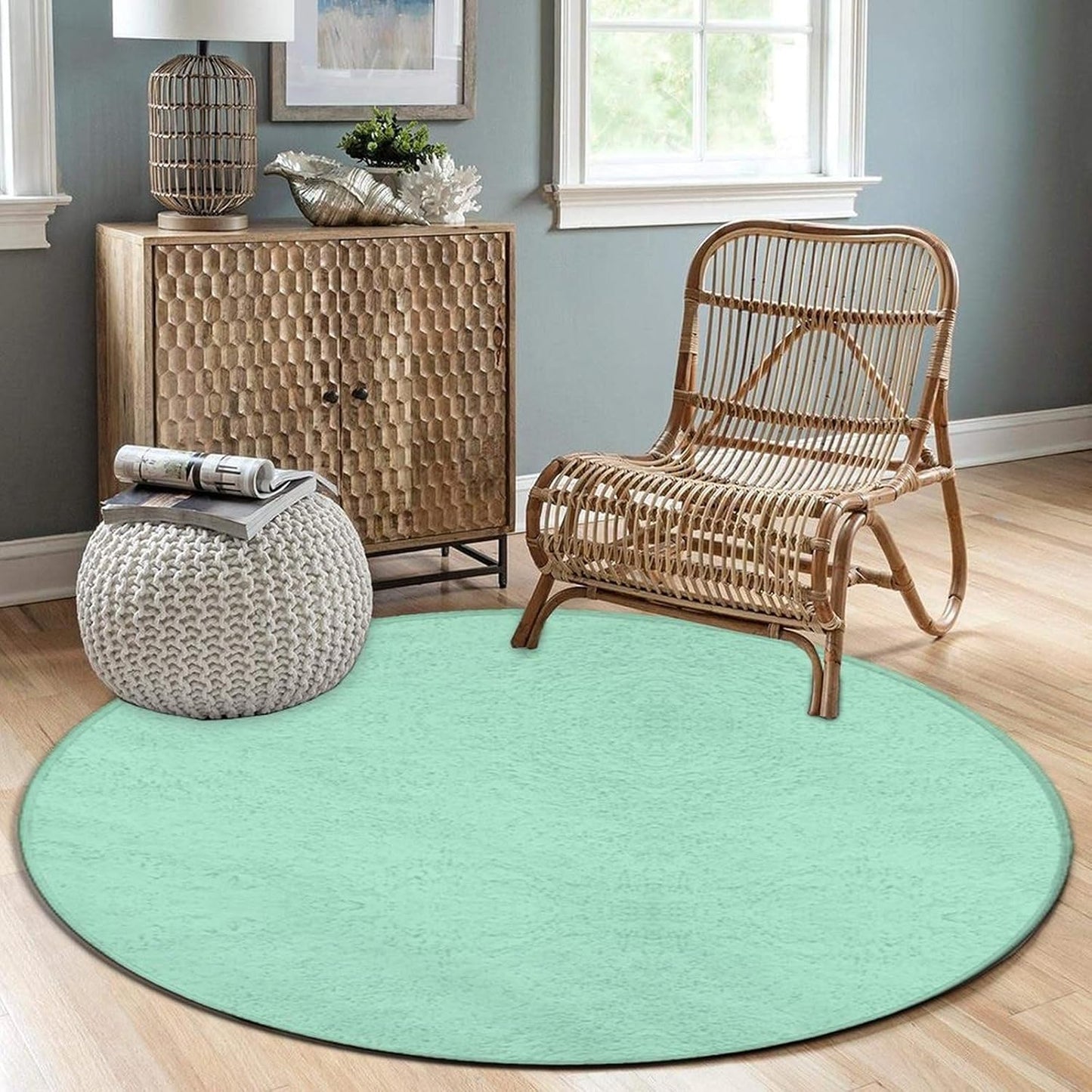 Room Sofa Yoga Soft Round Carpet, Modern Round Area Rug, Non Slip Machine Washable Kitchen Office Circle Rug Purple, 36inch