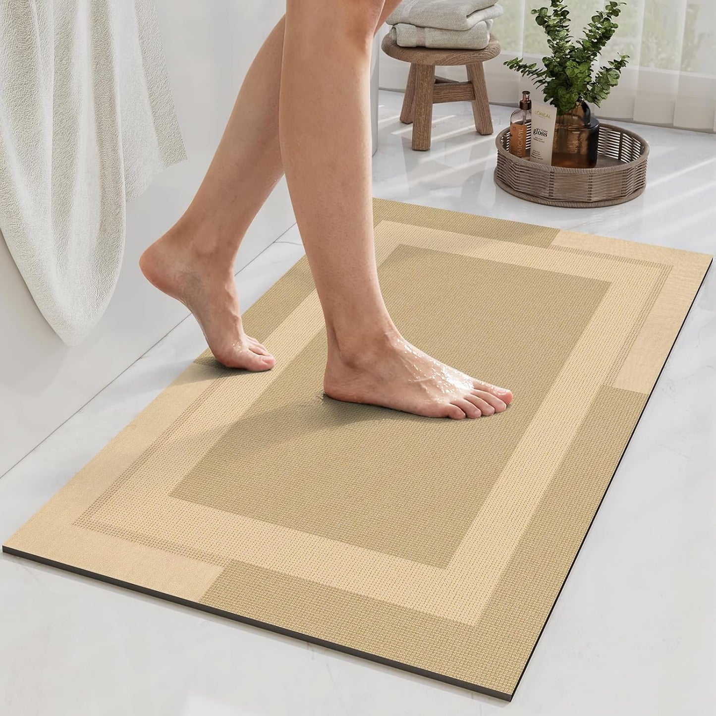 YDKGL Non Slip Long Bath Mat Bathroom Runner, Rubber Backing Ultra Thin Bathroom Rugs Fit Under Door Quick Dry Super Absorbent Washable Bath Rug Shower Mat for Bathtub Sink Floor, Dark Gray 17"x47"