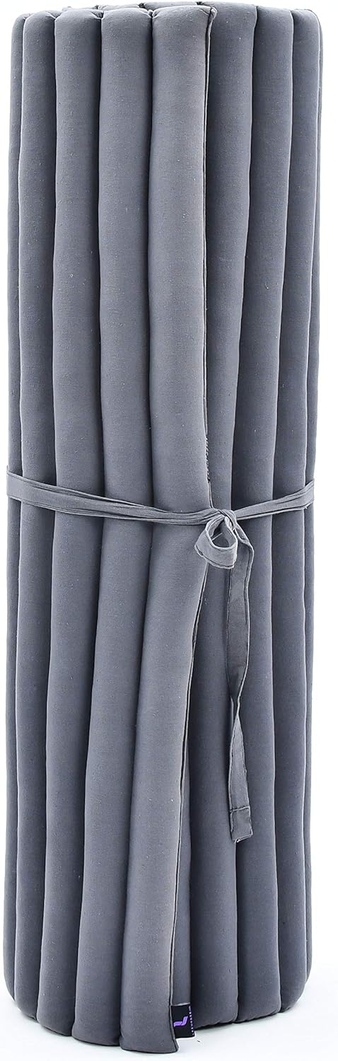 Leewadee - Kapok Roll Mat – Handcrafted Folding Sleep & Relaxation Mattress from Thailand, Ideal as Guest Bed, Camping Mat, Yoga Mat or Traditional Futon, 75 x 39 inches, Anthracite