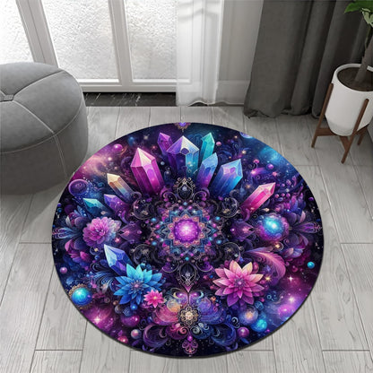 Chakra Round Area Rug, Non-Slip Meditation & Yoga Carpet for Living Room, Meditation Round Area Rugs, Modern Circular Bedroom Rug 57