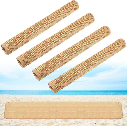 4 Packs Straw Beach Mat 20 * 70 inch Waterproof Non Slip Straw Mat Foldable Lightweight Picnic Mat for Camping Sunbathing Picnic Floor Yoga