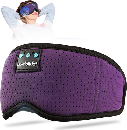 LC-dolida Sleep Headphones, 3D Sleep Mask Bluetooth Wireless Music Eye Mask, Sleeping Headphones for Side Sleepers Sleep Mask with Bluetooth Headphones Ultra-Thin Stereo Speakers Perfect for Sleeping