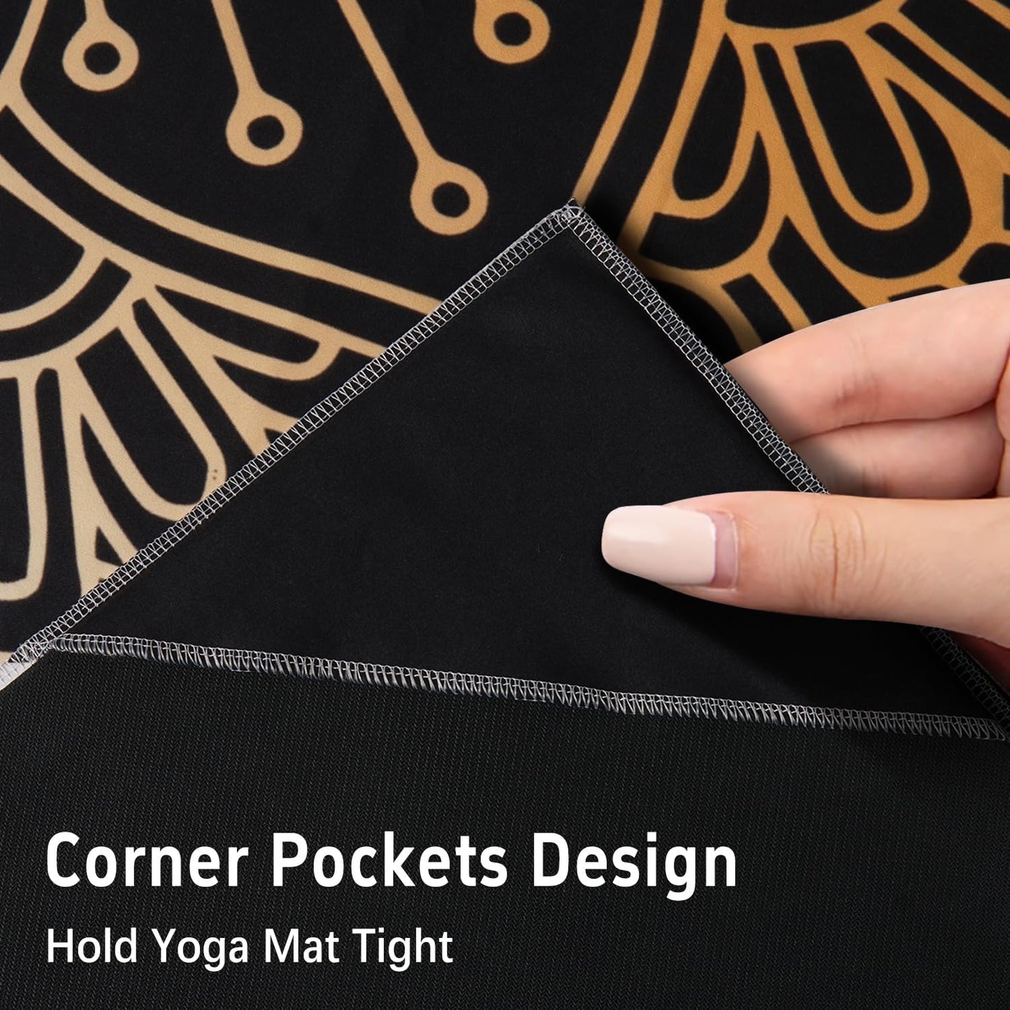 Hot Yoga Mat Towel with Corner Pockets Yoga Towels for Hot Yoga Non Slip with Travel Bag Sweat Absorbent Yoga Blankets Mat Cover for Workout Gym 70"x26" (Mountain-01, 70x26)
