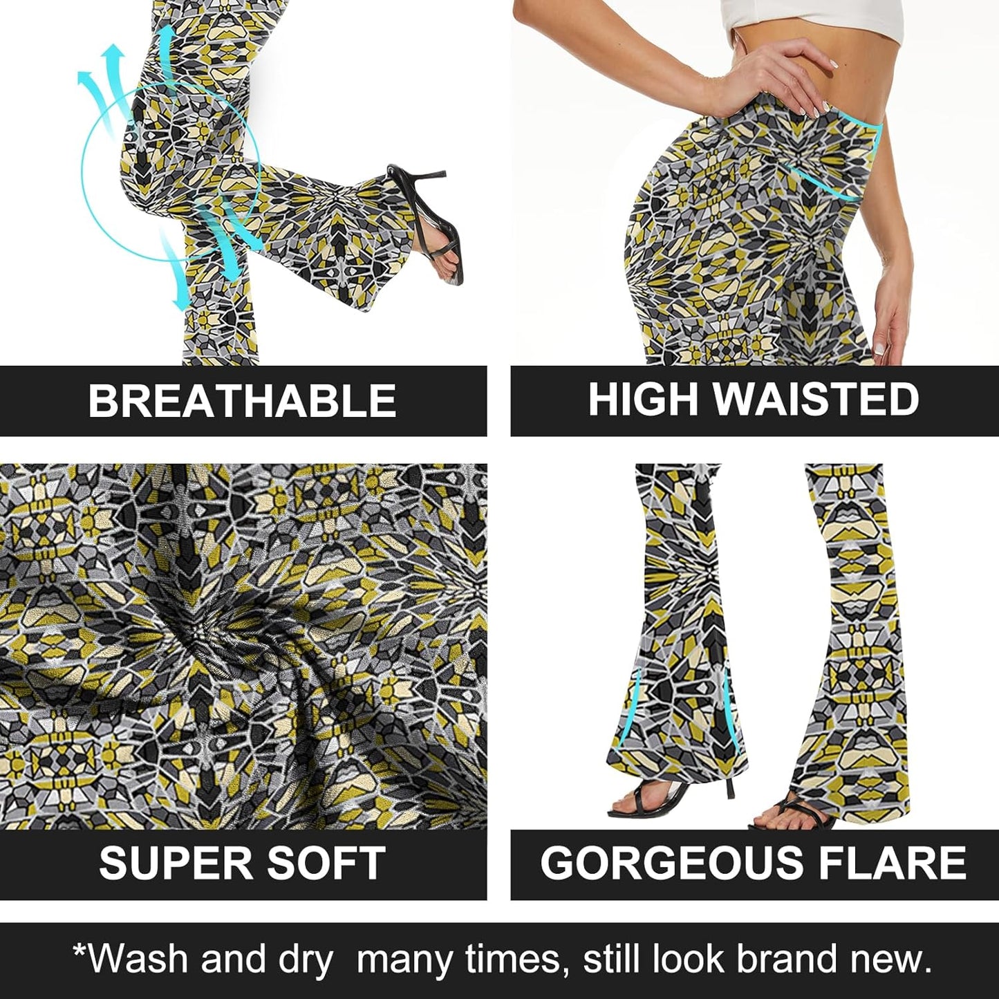 TNNZEET Black Flare Leggings for Women, Crossover Yoga Pants with Pockets Bootcut Flared Leggings