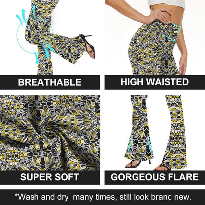TNNZEET Black Flare Leggings for Women, Crossover Yoga Pants with Pockets Bootcut Flared Leggings