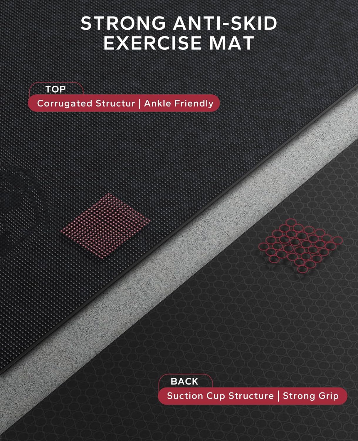 HAPBEAR Large Exercise Mat-7'x5'/6'x8'/6'x9'/6'x10'/6'x12'x8mm(1/3"),Non-Slip, Ultra Durable, Thick Workout Mat for Home Gym Flooring Cardio, Yoga for Fitness, High-Density, Shoes-Friendly