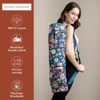 Maison d' Hermine Yoga Mat bag, Cylindrical bag for Woman&Men, yoga mat Bag &Adjustable shoulder straps Yoga Mat Carrier Bag with Drawstring Water Bottle Pocket and zipper pocket Easter Gifts