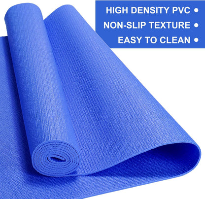 3 mm Thick Yoga Mat Bulk, Non Slip Exercise Workout Fitness Pad for Women Men, Gym Home Yoga Pilates, Easy to Clean, Sturdy PVC