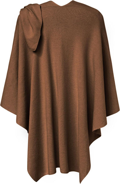 PULI Womens Large Cross Front Poncho Sweater Wrap Topper Knitted Elegant Shawls Cape for Fall Winter