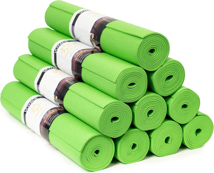 Voyage Yoga Mat, 10 Pack, 72" x 24" Professional Studio and Gym Bulk Yoga Mats, 5mm Thick, Durable, Anti-Tear, Non Slip Fitness and Exercise Mats