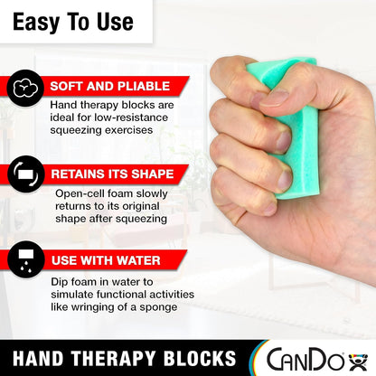 CanDo Hand Therapy Blocks - Extra-Soft Through Firm), Pack of 12 - Grip Strengthening Foam Hand Exercise Tools for Physical Therapy, Arthritis, Carpal Tunnel, Stress Relief, Anxiety