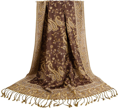 Ciormis Two Tone Silky Paisley Pashmina Shawl Scarf,Soft Women's Rave Jacquard Pashminas Wrap Scarves
