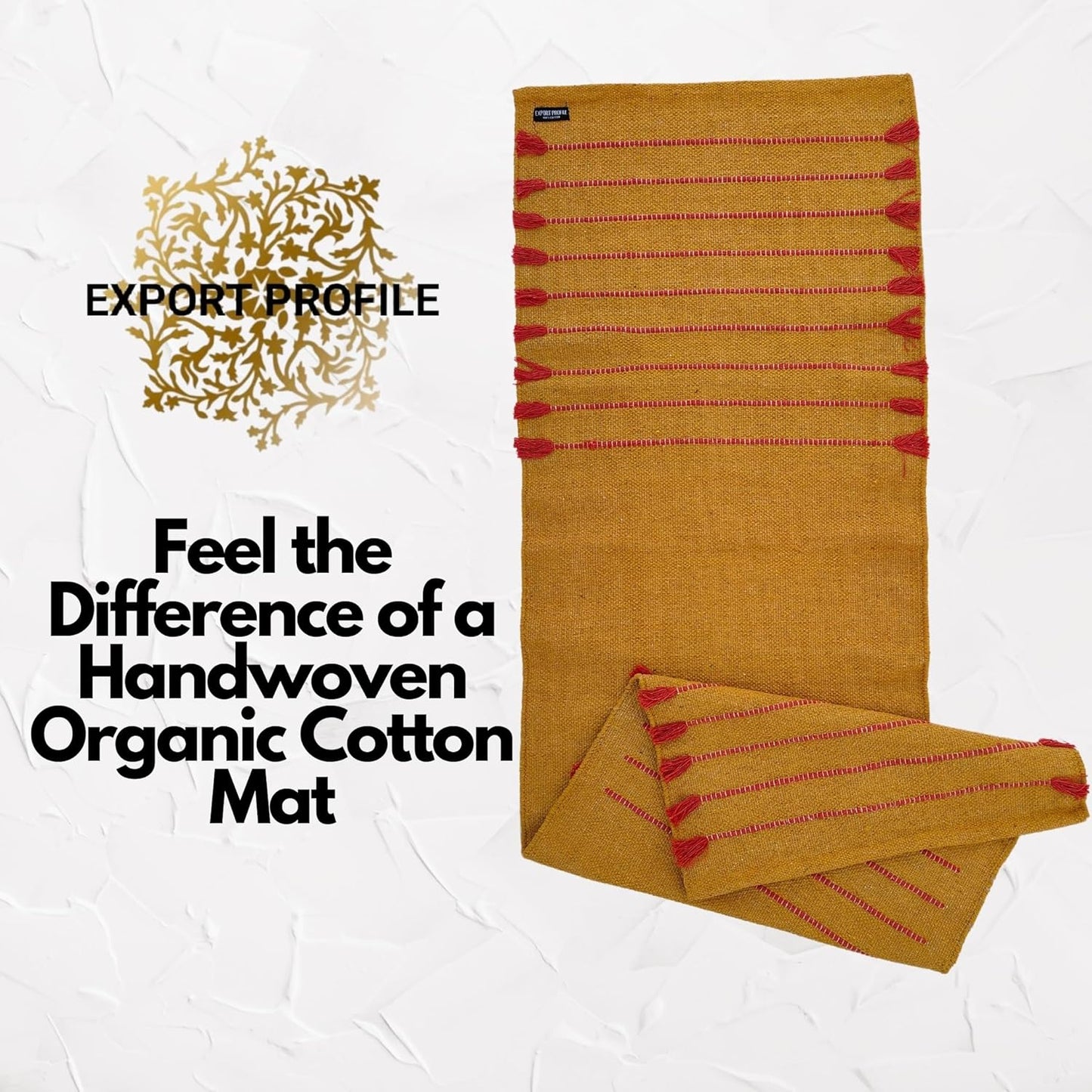 Indian Handmade100 % Organic Anti Skid Multi Colour Cotton Yoga Mat - Eco-Friendly Hand-Woven Rug - Non-Slip & Thick (24”x72”x5mm) for Hot yoga & Everyday Fitness at Home - Comfortable & Foldable Extra-Long Mat