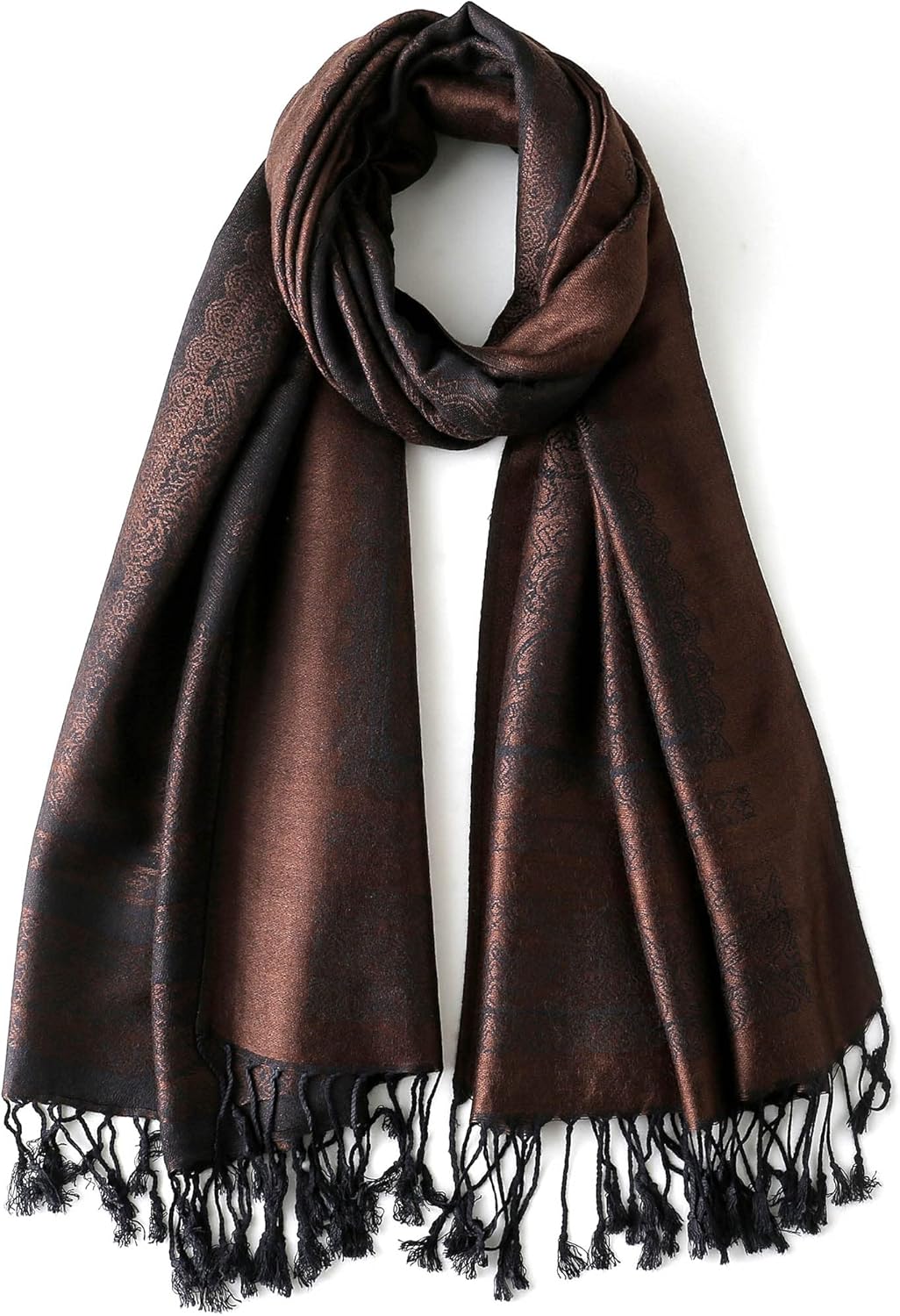 Ciormis Two Tone Silky Paisley Pashmina Shawl Scarf,Soft Women's Rave Jacquard Pashminas Wrap Scarves