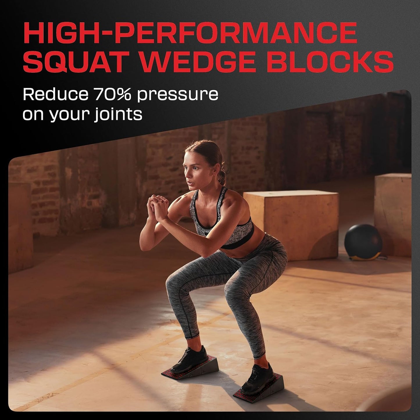 Flexelent Squat Wedge Block Pair - Heel Elevated Squat Wedge for Deeper Squats, Heavy Lifting and Better Form - 17° Angle Exercise Wedges, Slant Board for Squats with Carry Backpack