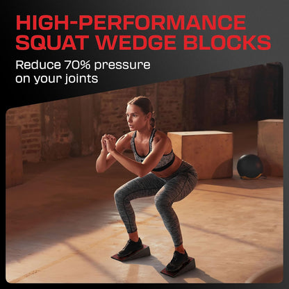 Flexelent Squat Wedge Block Pair - Heel Elevated Squat Wedge for Deeper Squats, Heavy Lifting and Better Form - 17° Angle Exercise Wedges, Slant Board for Squats with Carry Backpack