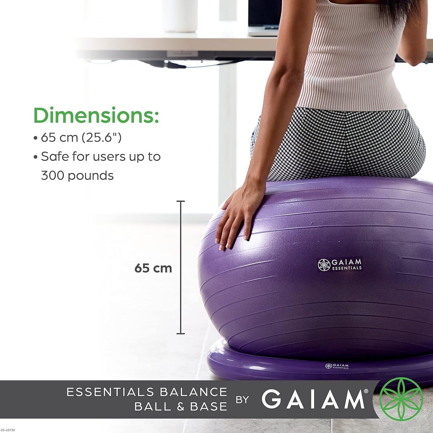 Balance Ball & Base Kit, Yoga Ball Chair, Exercise Ball with Inflatable Ring Base for Home or Office Desk, Includes Air Pump