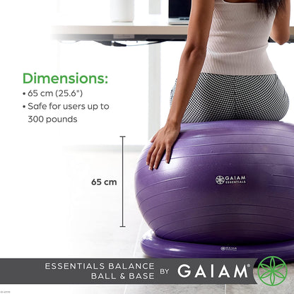 Balance Ball & Base Kit, Yoga Ball Chair, Exercise Ball with Inflatable Ring Base for Home or Office Desk, Includes Air Pump