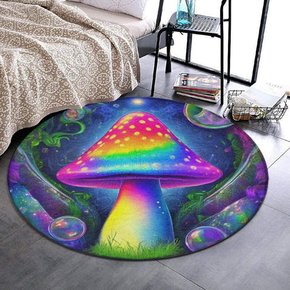 Home Decor Non Slip Kitchen Office Circle Rug, Machine Washable Modern Round Area Rug, Room Sofa Yoga Soft Round Carpet Purple Galaxy Trippy Space Astronaut Art, 36inch