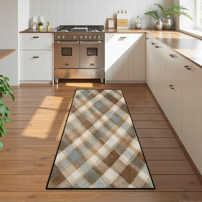 Runner Rug Washable 2x6 White Navy Blue Green Tartan Plaid Scottish Texture from Tartan Plaid Non-Slip Hallway Area Rug Indoor Outdoor Home Decor for Entryway Bathroom Kitchen Carpet Yoga Floor Mat