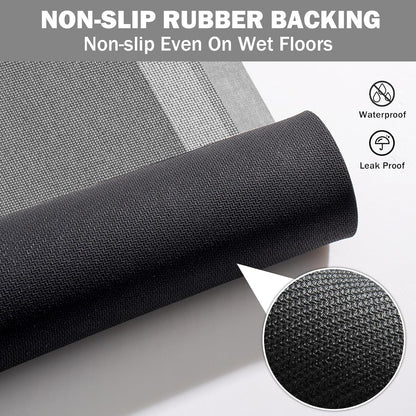YDKGL Non Slip Long Bath Mat Bathroom Runner, Rubber Backing Ultra Thin Bathroom Rugs Fit Under Door Quick Dry Super Absorbent Washable Bath Rug Shower Mat for Bathtub Sink Floor, Dark Gray 17"x47"