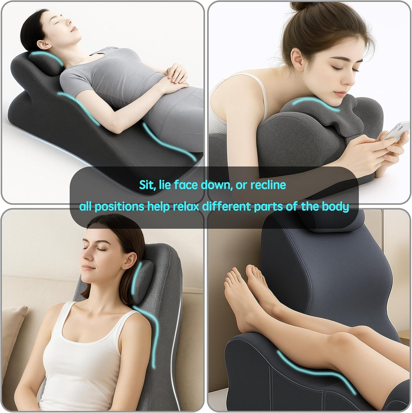 Back Wedge Pillow for Sofa — Reading Wedge Pillow, Lumbar Support Pillow for Couch, Reading, Gentle Support for Yoga, Relaxing & Nighttime Rest | Acid Reflux & Back Discomfort (Light Gray)
