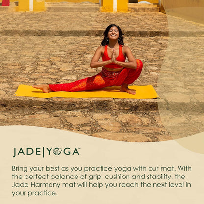 JadeYoga Harmony Yoga Mat, Natural Rubber Home Exercise Mat, Durable & Thick Gym Fitness Mat, Workout Mat For Home, Gym Mat/Stretching Mat, Non-Slip Yoga Mat for Women, Mens Yoga Mat (68", Saffron)